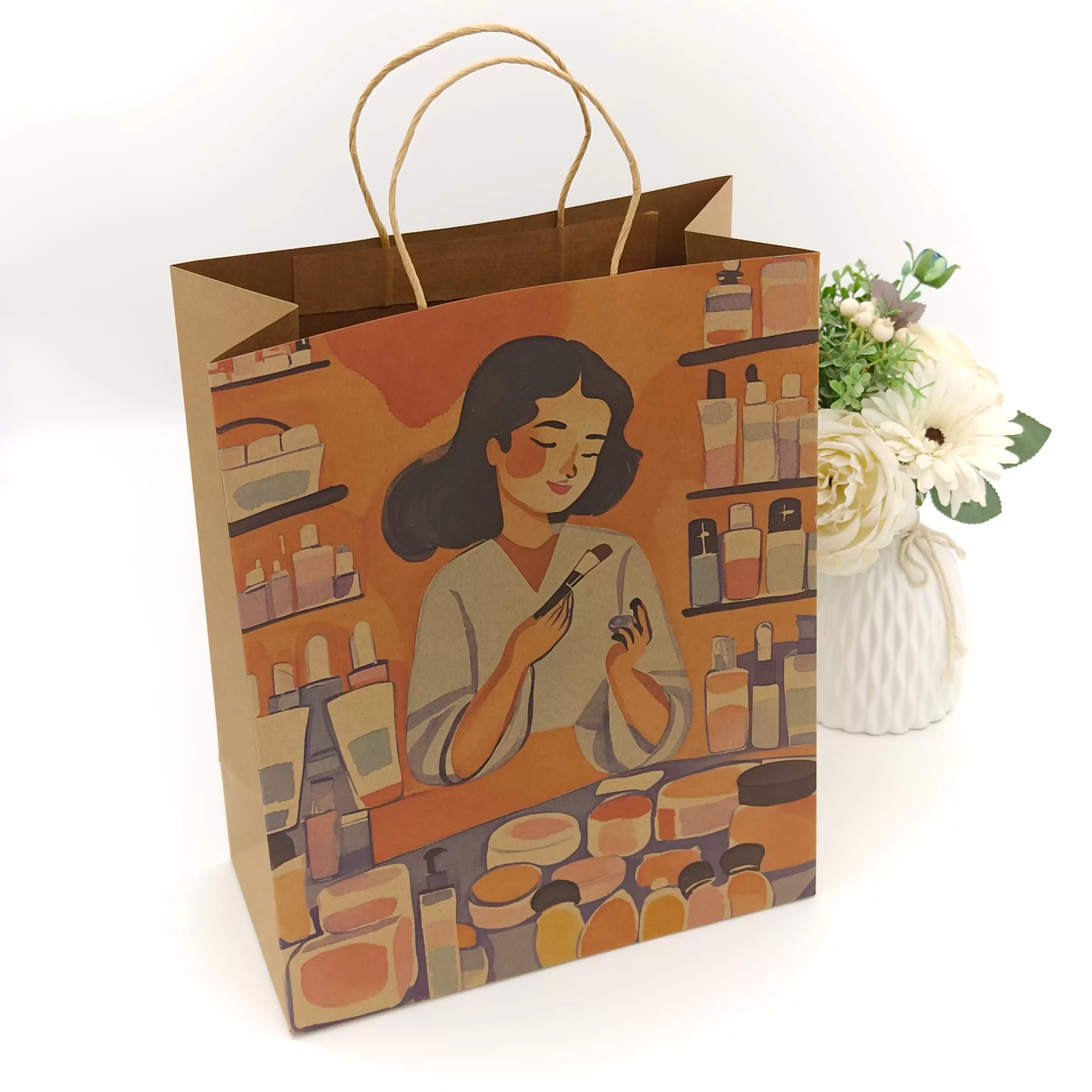 Sacolas de papel com alça torcida 